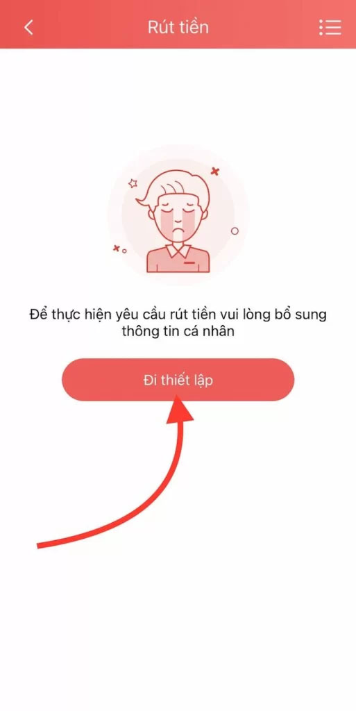 Nhấn vào “đi thiết lập”